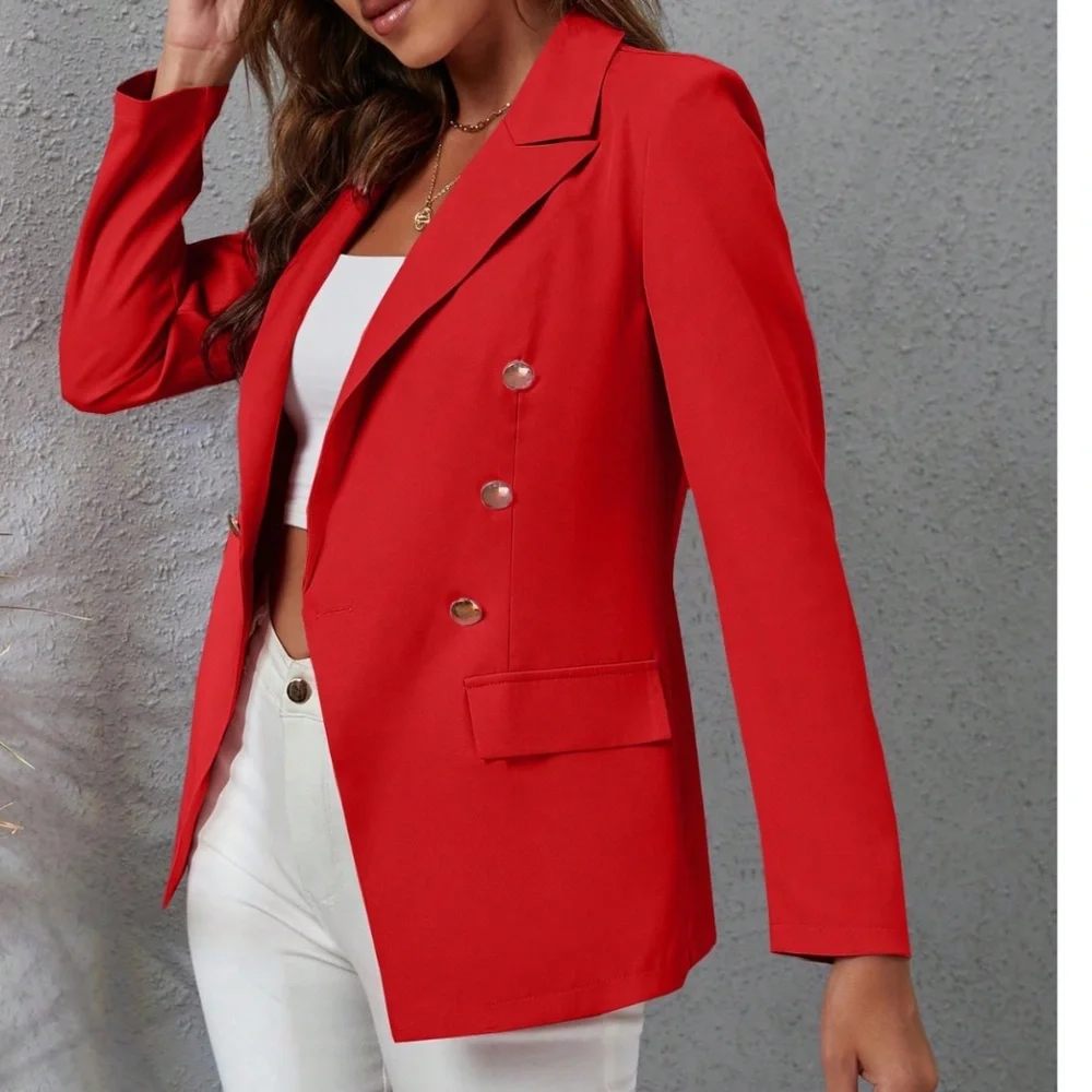 Classic Solid Button Minimalist Blazer - Picture 9 of 11